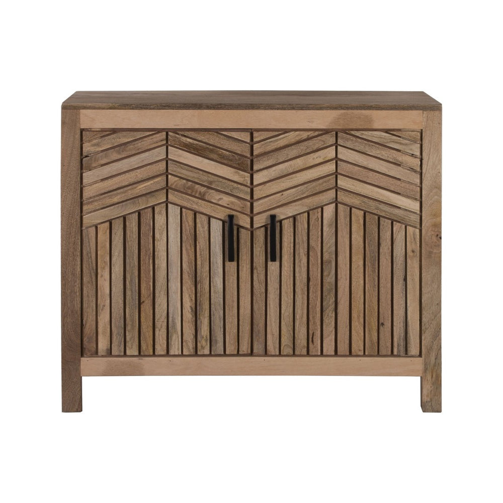 Atlas Deltaville Cabinet - Solid Mango Wood Storage Solution with Slatted Doors for Home Décor Versatility ST11026-01