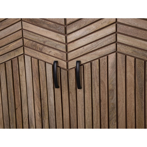 Atlas Deltaville Cabinet - Solid Mango Wood Storage Solution with Slatted Doors for Home Décor Versatility ST11026-01