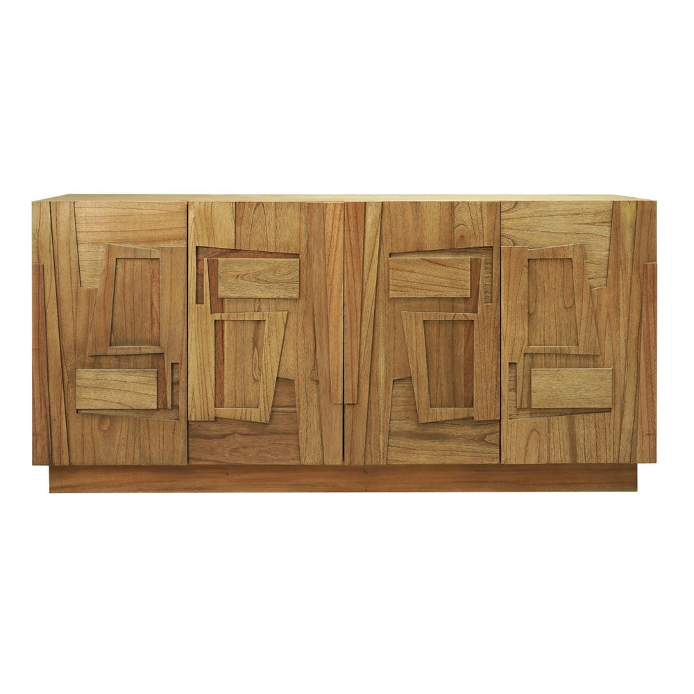 Atlas Dennis Credenza - Stylish Wheat Toast Wood Storage with Geometric Doors for Modern Living Spaces ST11027-01