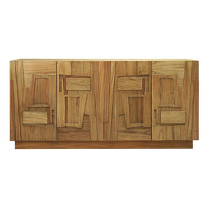 Atlas Dennis Credenza - Stylish Wheat Toast Wood Storage with Geometric Doors for Modern Living Spaces ST11027-01