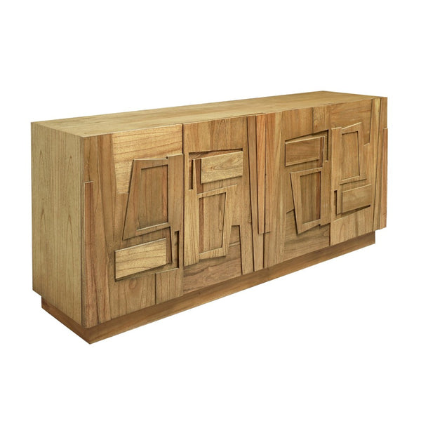 Atlas Dennis Credenza - Stylish Wheat Toast Wood Storage with Geometric Doors for Modern Living Spaces ST11027-01