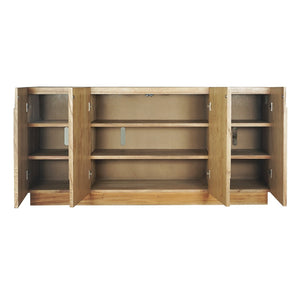 Atlas Dennis Credenza - Stylish Wheat Toast Wood Storage with Geometric Doors for Modern Living Spaces ST11027-01