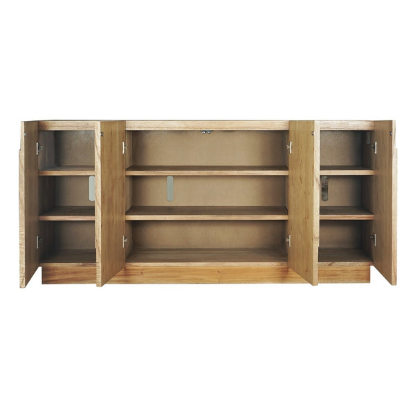 Atlas Dennis Credenza - Stylish Wheat Toast Wood Storage with Geometric Doors for Modern Living Spaces ST11027-01