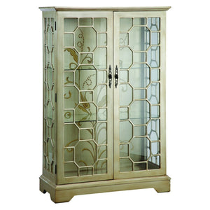 Atlas Diana Cabinet - Elegant Curio with Adjustable Glass Shelves, Interior Lighting & Hand-Painted Finish ST11028-01