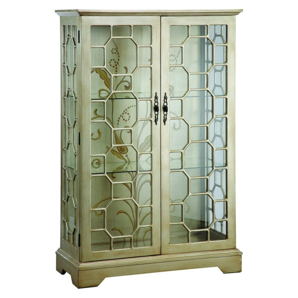 Atlas Diana Cabinet - Elegant Curio with Adjustable Glass Shelves, Interior Lighting & Hand-Painted Finish ST11028-01
