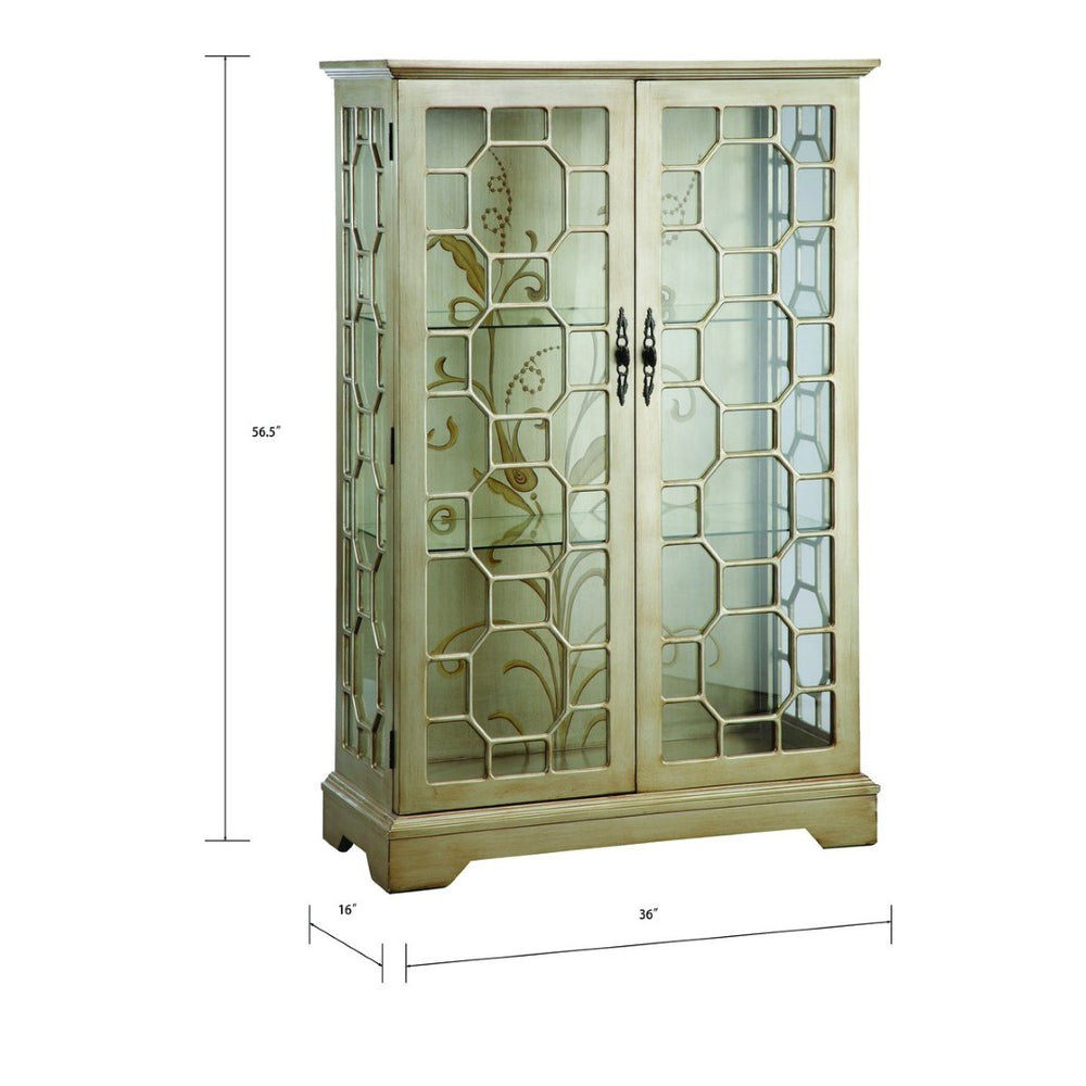 Atlas Diana Cabinet - Elegant Curio with Adjustable Glass Shelves, Interior Lighting & Hand-Painted Finish ST11028-01