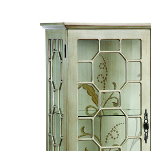 Atlas Diana Cabinet - Elegant Curio with Adjustable Glass Shelves, Interior Lighting & Hand-Painted Finish ST11028-01