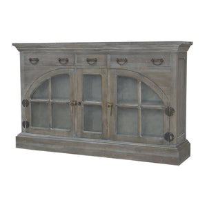 Atlas Farmhouse Credenza with Mixed Doors - Rustic Greige Storage Solution for Dining Room & More! ST11031-01