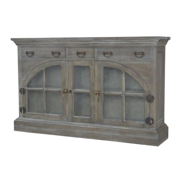 Atlas Farmhouse Credenza with Mixed Doors - Rustic Greige Storage Solution for Dining Room & More! ST11031-01