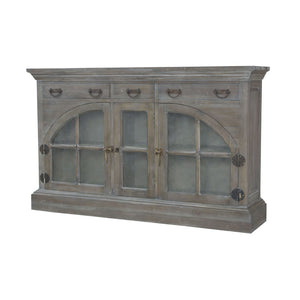 Atlas Farmhouse Credenza with Mixed Doors - Rustic Greige Storage Solution for Dining Room & More! ST11031-01