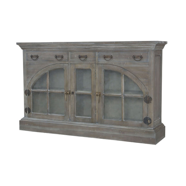 Atlas Farmhouse Credenza with Mixed Doors - Rustic Greige Storage Solution for Dining Room & More! ST11031-01
