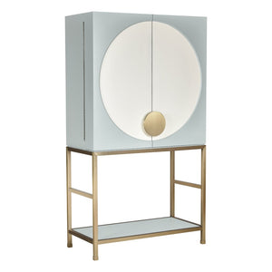 Atlas Gabe Bar Cabinet - Stylish Light Blue Storage with Sculptural Design, Brass Accents & Mid-Century Charm ST11033-01