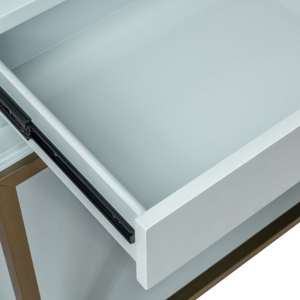 Atlas Gabe Bar Cabinet - Stylish Light Blue Storage with Sculptural Design, Brass Accents & Mid-Century Charm ST11033-01