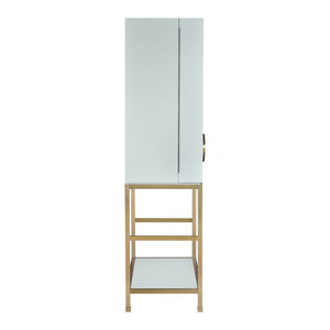 Atlas Gabe Bar Cabinet - Stylish Light Blue Storage with Sculptural Design, Brass Accents & Mid-Century Charm ST11033-01