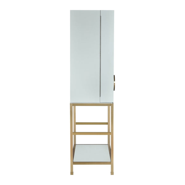 Atlas Gabe Bar Cabinet - Stylish Light Blue Storage with Sculptural Design, Brass Accents & Mid-Century Charm ST11033-01
