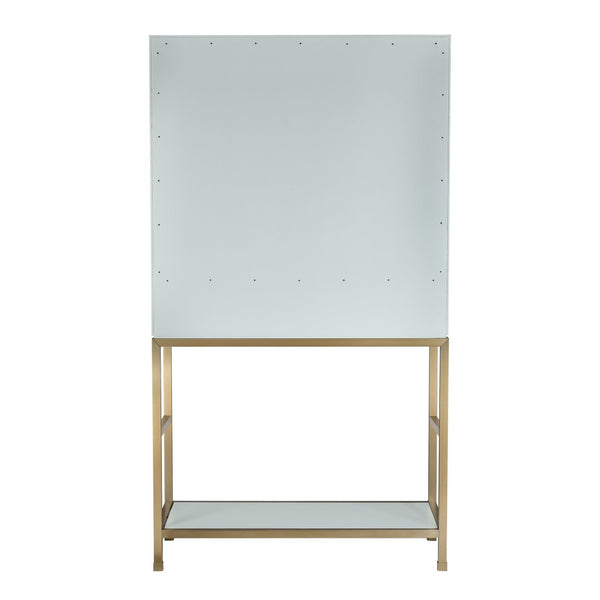 Atlas Gabe Bar Cabinet - Stylish Light Blue Storage with Sculptural Design, Brass Accents & Mid-Century Charm ST11033-01