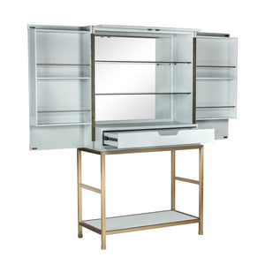 Atlas Gabe Bar Cabinet - Stylish Light Blue Storage with Sculptural Design, Brass Accents & Mid-Century Charm ST11033-01