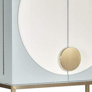 Atlas Gabe Bar Cabinet - Stylish Light Blue Storage with Sculptural Design, Brass Accents & Mid-Century Charm ST11033-01