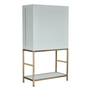 Atlas Gabe Bar Cabinet - Stylish Light Blue Storage with Sculptural Design, Brass Accents & Mid-Century Charm ST11033-01