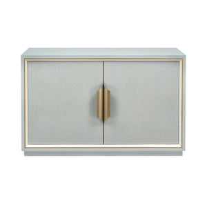 Atlas Gabe Cabinet - Pale Blue Grass Cloth with Brass Inlay, Stylish Storage for Living Rooms & Bedrooms ST11034-01