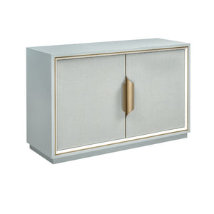 Atlas Gabe Cabinet - Pale Blue Grass Cloth with Brass Inlay, Stylish Storage for Living Rooms & Bedrooms ST11034-01