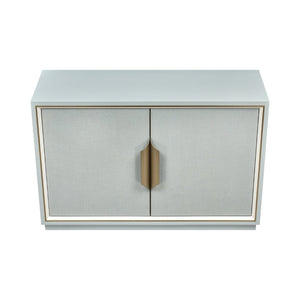 Atlas Gabe Cabinet - Pale Blue Grass Cloth with Brass Inlay, Stylish Storage for Living Rooms & Bedrooms ST11034-01