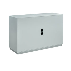 Atlas Gabe Cabinet - Pale Blue Grass Cloth with Brass Inlay, Stylish Storage for Living Rooms & Bedrooms ST11034-01