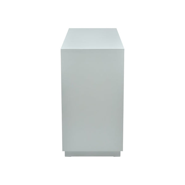 Atlas Gabe Cabinet - Pale Blue Grass Cloth with Brass Inlay, Stylish Storage for Living Rooms & Bedrooms ST11034-01