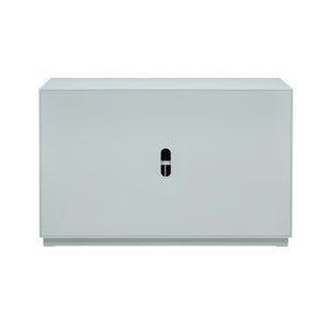 Atlas Gabe Cabinet - Pale Blue Grass Cloth with Brass Inlay, Stylish Storage for Living Rooms & Bedrooms ST11034-01