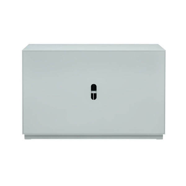 Atlas Gabe Cabinet - Pale Blue Grass Cloth with Brass Inlay, Stylish Storage for Living Rooms & Bedrooms ST11034-01