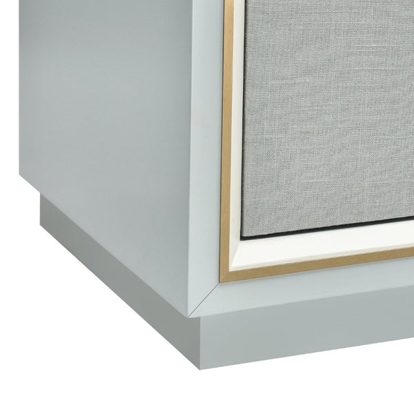 Atlas Gabe Cabinet - Pale Blue Grass Cloth with Brass Inlay, Stylish Storage for Living Rooms & Bedrooms ST11034-01