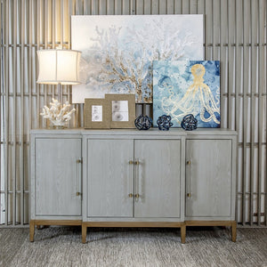 Atlas Geneva Modern Media Console - Stylish Grey Ash Credenza with Ample Storage & Decorative Accents ST11036-01