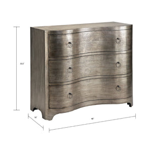 Atlas Greybeau Chest – Elegant Modern Storage with Curved Front & Textured Pewter Finish for Any Room ST11039-01
