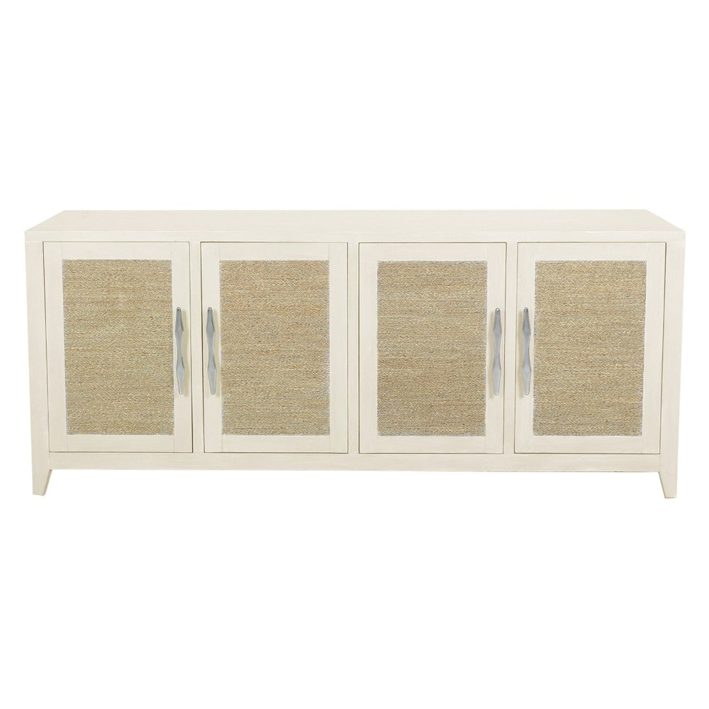 Atlas Joyner Credenza - Versatile Four-Door Storage with Woven Wicker Insets & Bleached Almond Finish ST11048-01