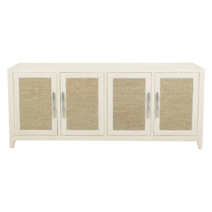 Atlas Joyner Credenza - Versatile Four-Door Storage with Woven Wicker Insets & Bleached Almond Finish ST11048-01