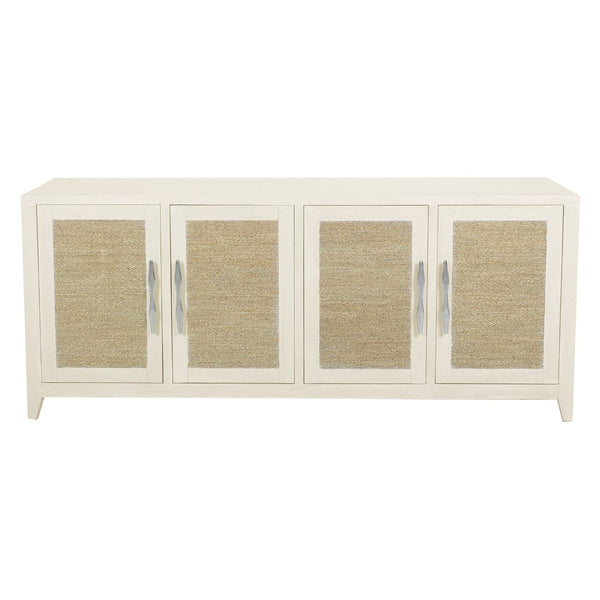 Atlas Joyner Credenza - Versatile Four-Door Storage with Woven Wicker Insets & Bleached Almond Finish ST11048-01