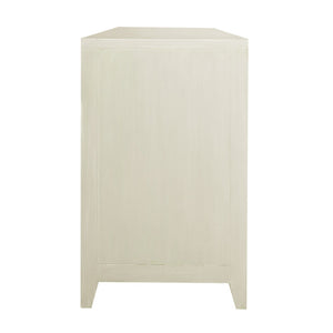 Atlas Joyner Credenza - Versatile Four-Door Storage with Woven Wicker Insets & Bleached Almond Finish ST11048-01
