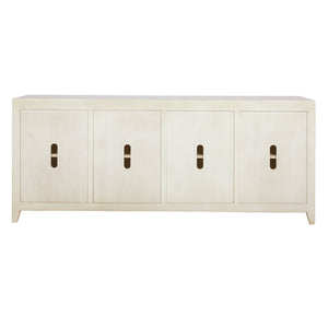 Atlas Joyner Credenza - Versatile Four-Door Storage with Woven Wicker Insets & Bleached Almond Finish ST11048-01