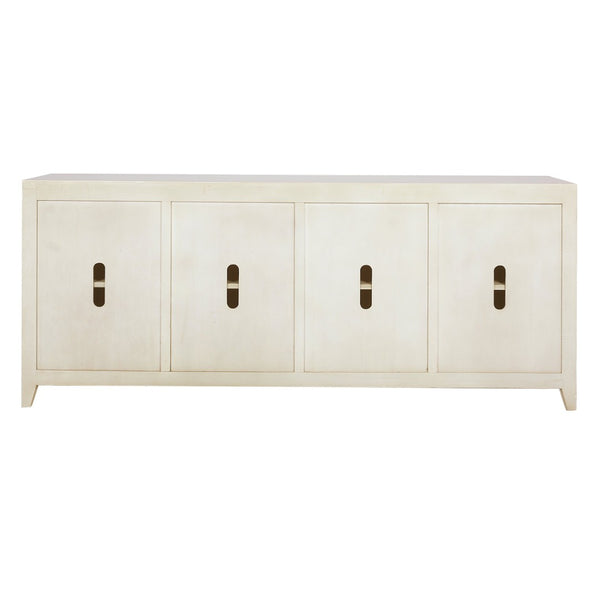 Atlas Joyner Credenza - Versatile Four-Door Storage with Woven Wicker Insets & Bleached Almond Finish ST11048-01
