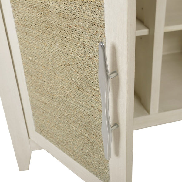 Atlas Joyner Credenza - Versatile Four-Door Storage with Woven Wicker Insets & Bleached Almond Finish ST11048-01