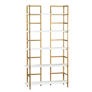 Atlas Kline Bookshelf - Mid-Century Modern Large Shelving Unit with Customizable Height & Glamorous Gold Finish ST11049-01