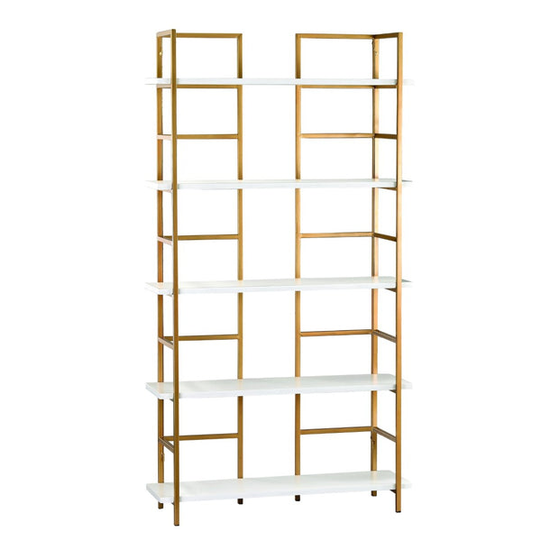 Atlas Kline Bookshelf - Mid-Century Modern Large Shelving Unit with Customizable Height & Glamorous Gold Finish ST11049-01