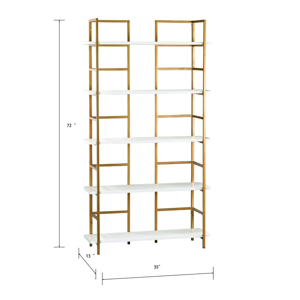 Atlas Kline Bookshelf - Mid-Century Modern Large Shelving Unit with Customizable Height & Glamorous Gold Finish ST11049-01