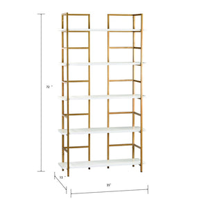 Atlas Kline Bookshelf - Mid-Century Modern Large Shelving Unit with Customizable Height & Glamorous Gold Finish ST11049-01
