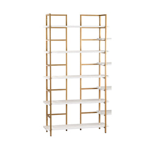 Atlas Kline Bookshelf - Mid-Century Modern Large Shelving Unit with Customizable Height & Glamorous Gold Finish ST11049-01
