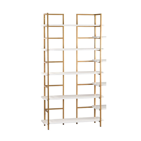 Atlas Kline Bookshelf - Mid-Century Modern Large Shelving Unit with Customizable Height & Glamorous Gold Finish ST11049-01