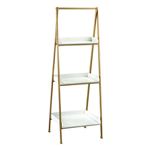 Atlas Kline Accent Shelf - Midcentury-Modern Design with Golden Frame & Gloss White Shelves for Small Spaces ST11050-01