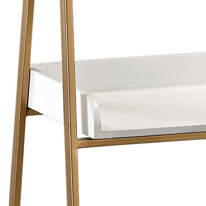 Atlas Kline Accent Shelf - Midcentury-Modern Design with Golden Frame & Gloss White Shelves for Small Spaces ST11050-01