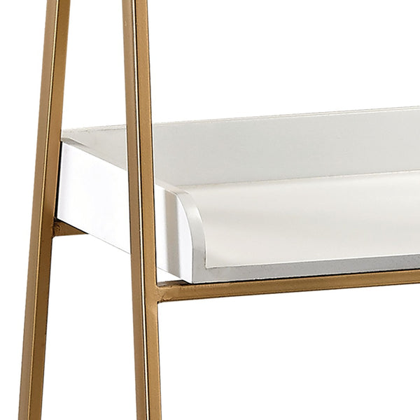Atlas Kline Accent Shelf - Midcentury-Modern Design with Golden Frame & Gloss White Shelves for Small Spaces ST11050-01