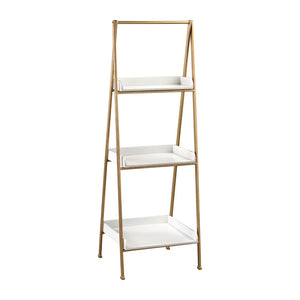 Atlas Kline Accent Shelf - Midcentury-Modern Design with Golden Frame & Gloss White Shelves for Small Spaces ST11050-01